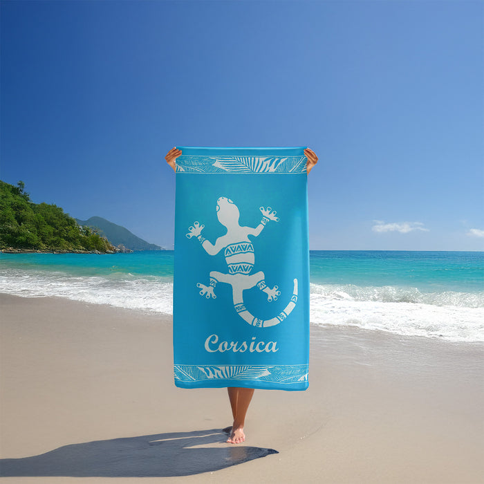 Le Comptoir De La Plage Serviette De Plage éponge Velours Jacquard Bleu 90x170 400g/m² - Orzu