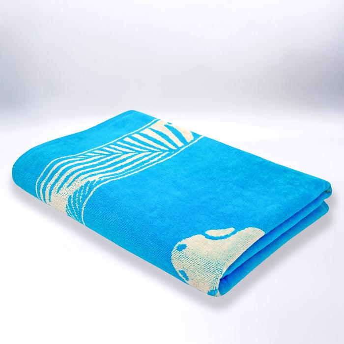 Le Comptoir De La Plage Serviette De Plage éponge Velours Jacquard Bleu 90x170 400g/m² - Orzu