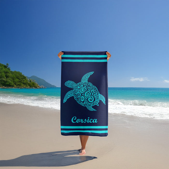 Le Comptoir De La Plage Serviette De Plage éponge Velours Jacquard Bleu 90x170 400g/m² - Nonza