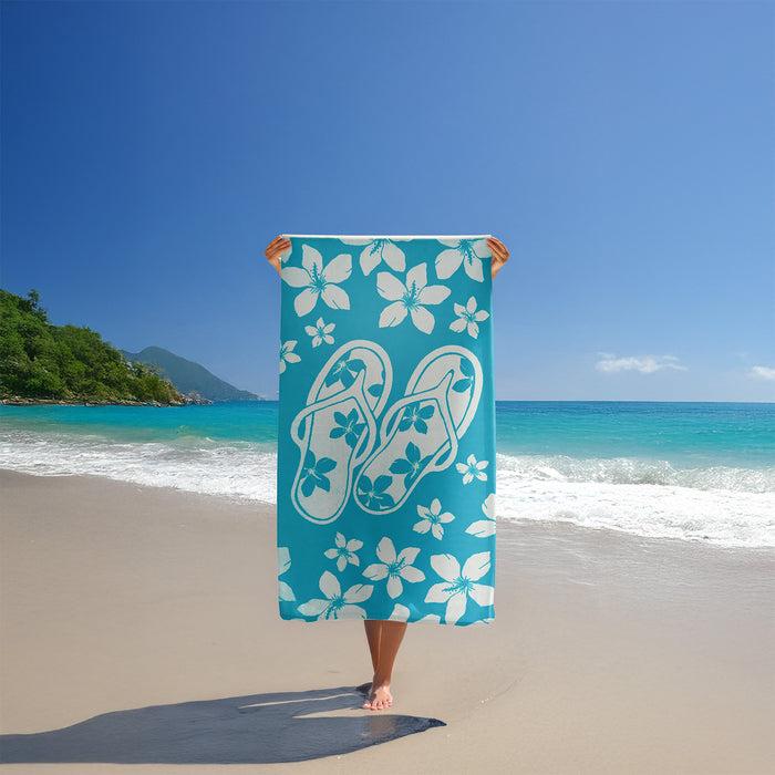 Le Comptoir De La Plage Serviette De Plage éponge Velours Jacquard Bleu 90x170 400g/m² - Milos