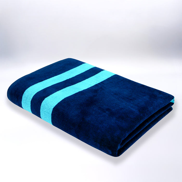 Le Comptoir De La Plage Serviette De Plage éponge Velours Jacquard Bleu 90x170 400g/m² - Nonza