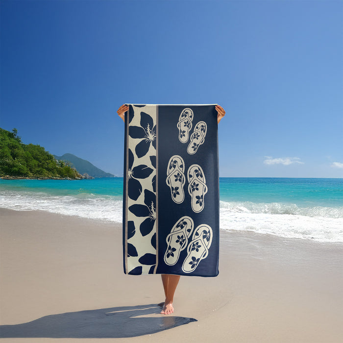 Le Comptoir De La Plage Serviette De Plage éponge Velours Jacquard Bleu 90x170 400g/m² - Tama