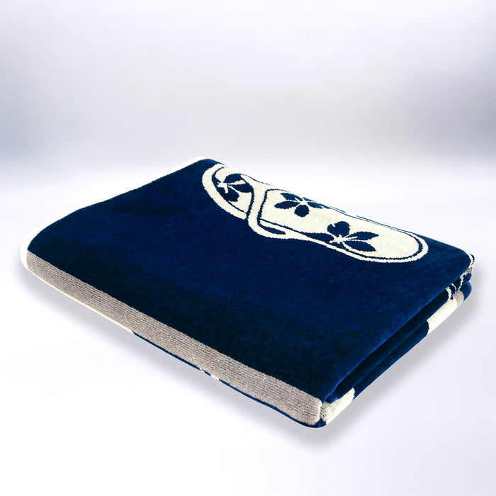 Le Comptoir De La Plage Serviette De Plage éponge Velours Jacquard Bleu 90x170 400g/m² - Tama