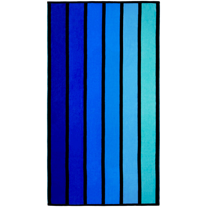 le comptoir de la plage Serviette de plage éponge velours Jacquard Bleu 90x170 400g/m² - Glamblue