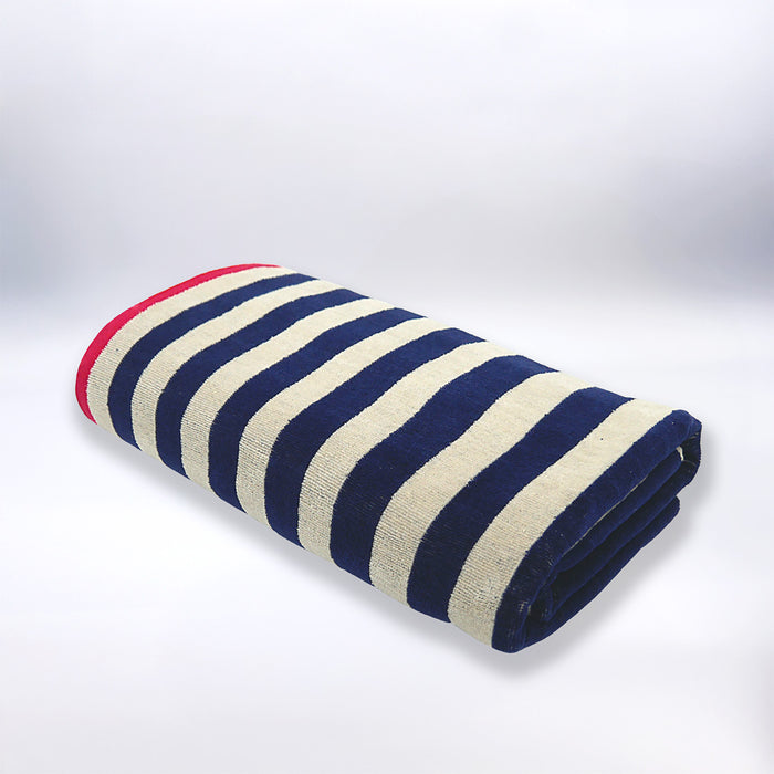 Le Comptoir De La Plage Serviette De Plage éponge Velours Jacquard Bleu 90x170 400g/m² - Ankuri