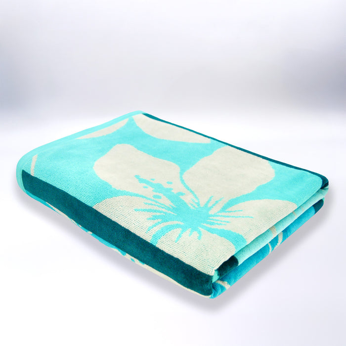 Le Comptoir De La Plage Serviette De Plage éponge Velours Jacquard Bleu 90x170 400g/m² - Miyako