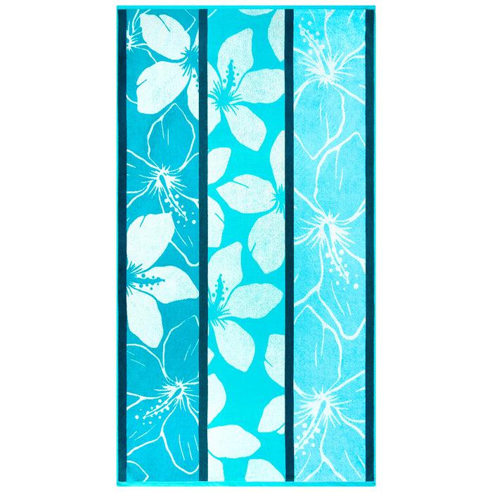 le comptoir de la plage Serviette de plage éponge velours Jacquard Bleu 90x170 400g/m² - Miyako