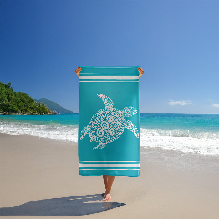 Le Comptoir De La Plage Serviette De Plage éponge Velours Jacquard Bleu 90x170 400g/m² - Ushaka