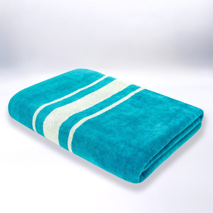 Le Comptoir De La Plage Serviette De Plage éponge Velours Jacquard Bleu 90x170 400g/m² - Ushaka