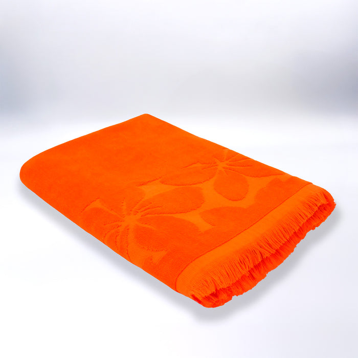 Le Comptoir De La Plage Serviette De Plage éponge Velours Jacquard Ciselé Orange 90x170 340g/m² - Kerlaz