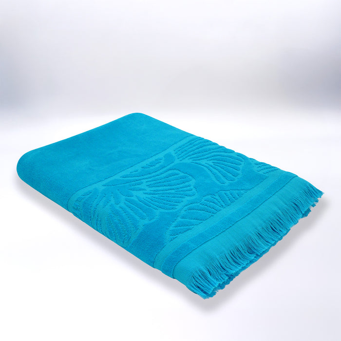 Le Comptoir De La Plage Serviette De Plage éponge Velours Jacquard Ciselé Bleu 90x170 340g/m² - Kumini