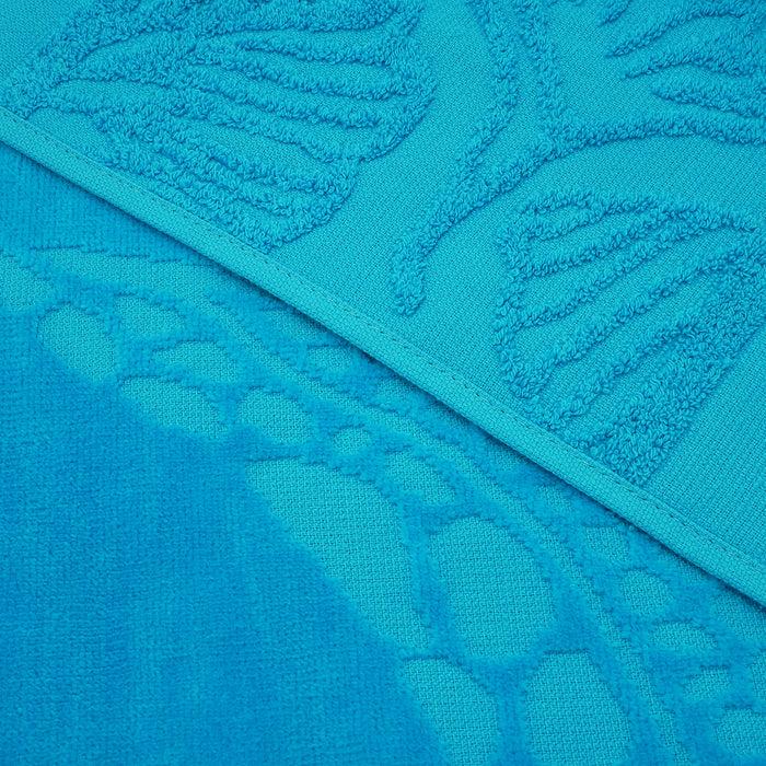 Le Comptoir De La Plage Serviette De Plage éponge Velours Jacquard Ciselé Bleu 90x170 340g/m² - Kumini