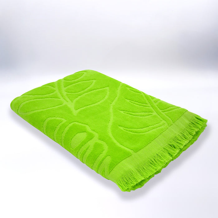 Le Comptoir De La Plage Serviette De Plage éponge Velours Jacquard Ciselé Vert 90x170 340g/m² - Klang