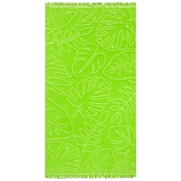 le comptoir de la plage Serviette de plage éponge velours Jacquard ciselé Vert 90x170 340g/m² - Klang