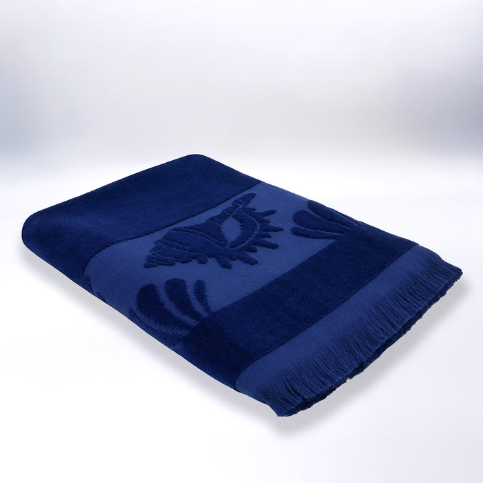 Le Comptoir De La Plage Serviette De Plage éponge Velours Jacquard Ciselé Bleu 90x170 340g/m² - Kelly