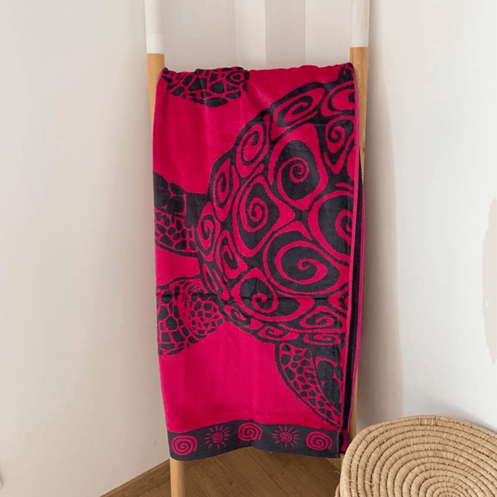 Le Comptoir De La Plage Serviette De Plage éponge Velours Jacquard Fuchsia Turtle - Taille L 100x175cm