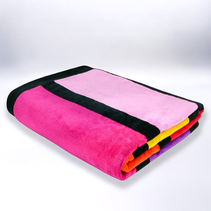 Le Comptoir De La Plage Serviette De Plage éponge Velours Jacquard Happy Chic - Taille XL