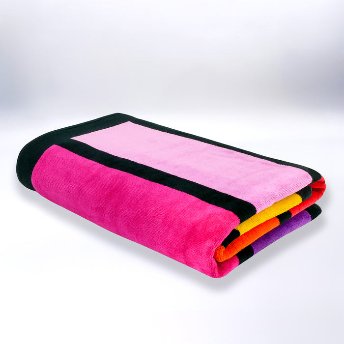 Le Comptoir De La Plage Serviette De Plage éponge Velours Jacquard Happy Chic - Taille L 100x175cm