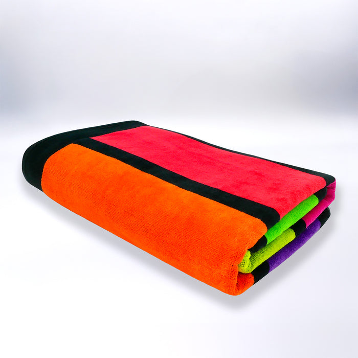 Le Comptoir De La Plage Serviette De Plage éponge Velours Jacquard Happy Fresh - Taille L 100x175cm