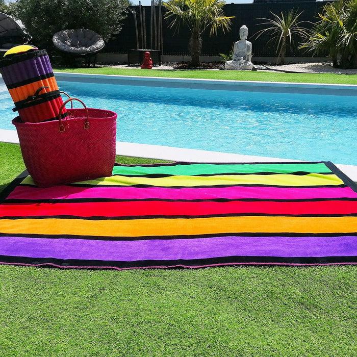 Le Comptoir De La Plage Serviette De Plage éponge Velours Jacquard Happy Fresh - Taille L 100x175cm