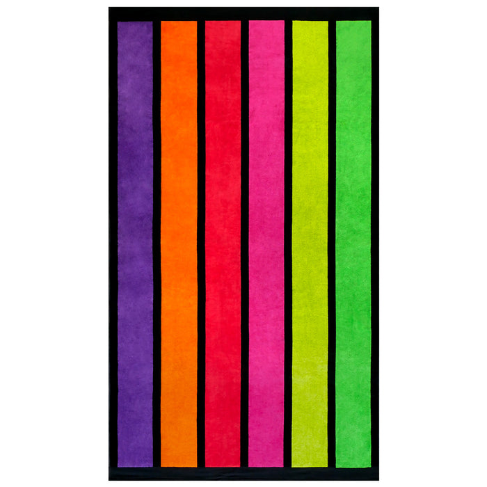 le comptoir de la plage Serviette de plage éponge velours Jacquard Happy Fresh - Taille L 100x175cm