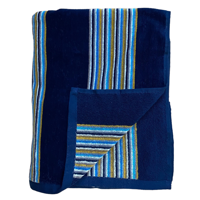 Le Comptoir De La Plage Serviette De Plage éponge Velours Jacquard Milonga Navy - Taille XL