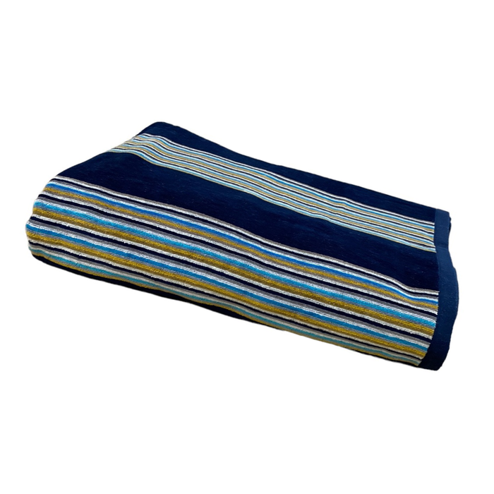 Le Comptoir De La Plage Serviette De Plage éponge Velours Jacquard Milonga Navy - Taille XL