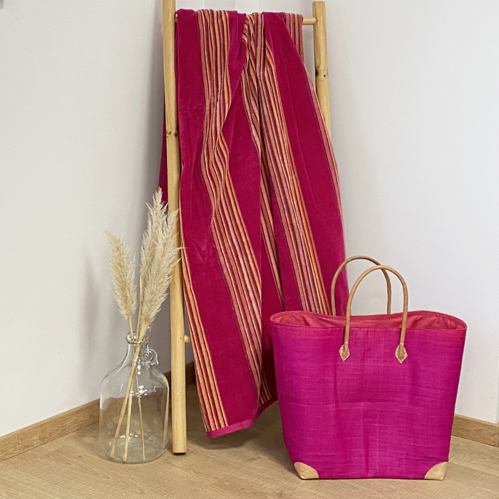 Le Comptoir De La Plage Serviette De Plage éponge Velours Jacquard Milonga Fuchsia - Taille XL