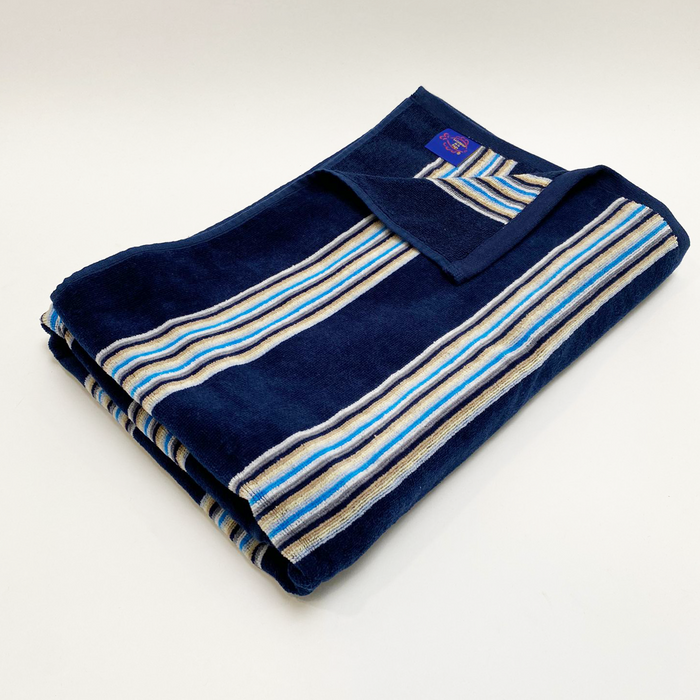 Le Comptoir De La Plage Serviette De Plage éponge Velours Jacquard Milonga Bleu Marine - Taille L