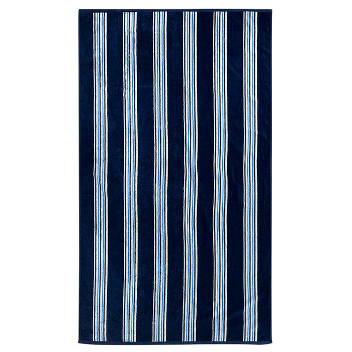 le comptoir de la plage Serviette de plage éponge Velours Jacquard Milonga Bleu marine - Taille L