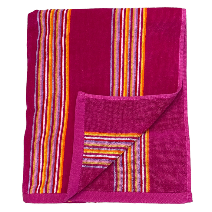 Le Comptoir De La Plage Serviette De Plage éponge Velours Jacquard Milonga Fuchsia - Taille L