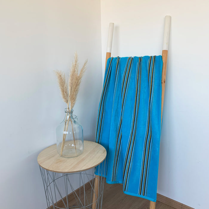 Le Comptoir De La Plage Serviette De Plage éponge Velours Jacquard Milonga Turquoise - Taille L