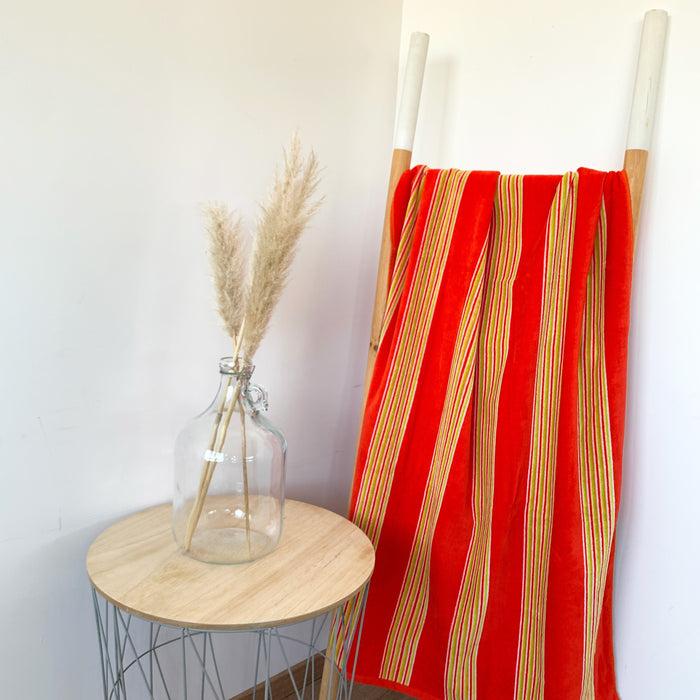 Le Comptoir De La Plage Serviette De Plage éponge Velours Jacquard Milonga Orange - Taille L