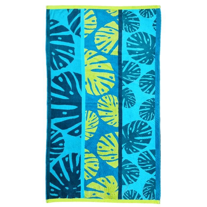 le comptoir de la plage Serviette de plage éponge Velours Jacquard Monstera - Taille L 90x170cm