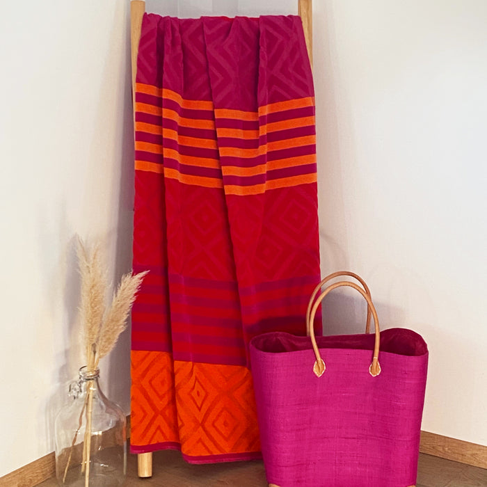 Le Comptoir De La Plage Serviette De Plage éponge Velours Jacquard Monterrico - Taille L