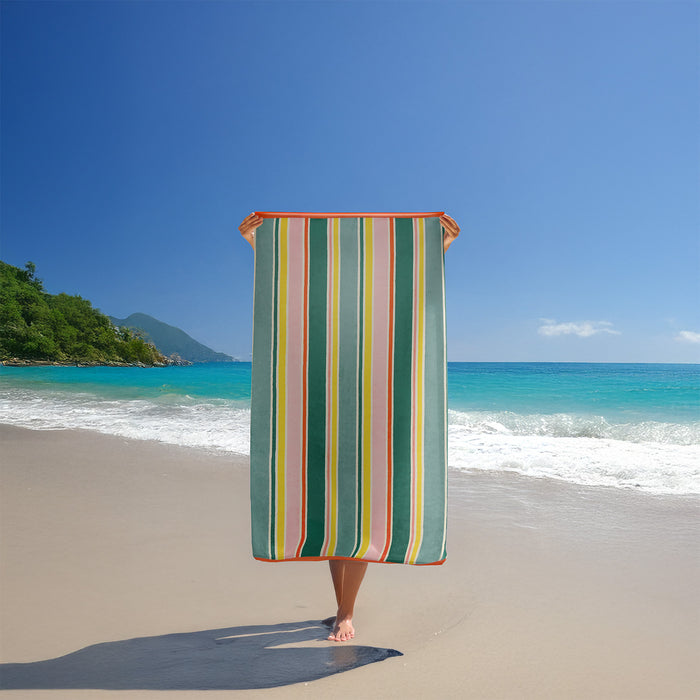 Le Comptoir De La Plage Serviette De Plage éponge Velours Jacquard Multicolore 100x175 470g/m² - Dalia