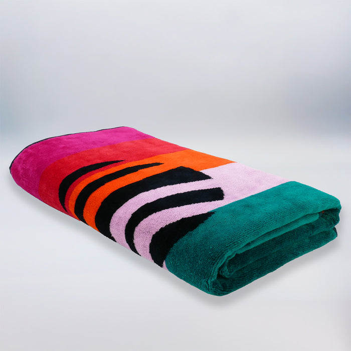 Le Comptoir De La Plage Serviette De Plage éponge Velours Jacquard Multicolore 95x175 440g/m² - Maupiti