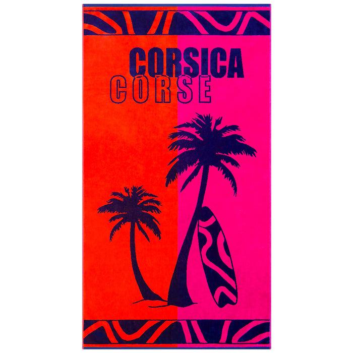 le comptoir de la plage Serviette de plage éponge velours Jacquard Multicolore 90x170 400g/m² - Calvi