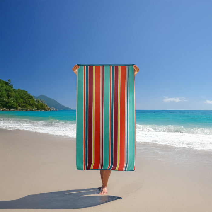 Le Comptoir De La Plage Serviette De Plage éponge Velours Jacquard Multicolore 100x175 470g/m² - Capsud