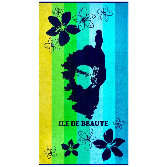 le comptoir de la plage Serviette de plage éponge velours Jacquard Multicolore 90x170 400g/m² - Ibisco