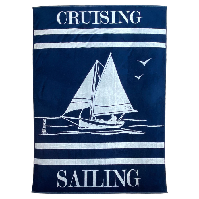 le comptoir de la plage Serviette de plage éponge Velours Jacquard Oceanside - Taille XL