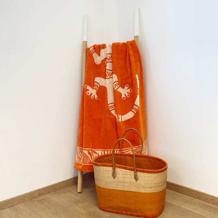Le Comptoir De La Plage Serviette De Plage éponge Velours Jacquard Orange 90x170cm - Nossa