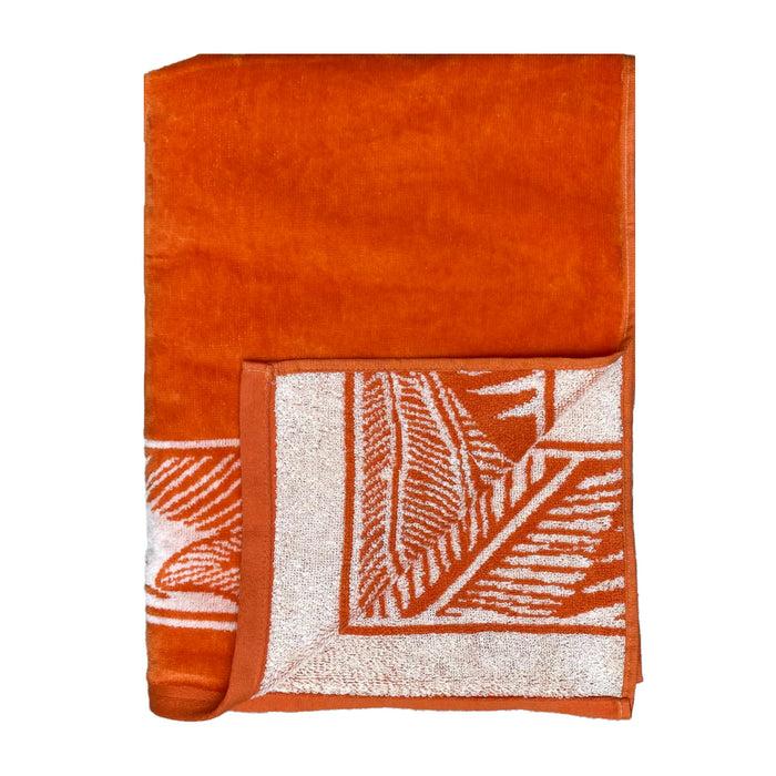 Le Comptoir De La Plage Serviette De Plage éponge Velours Jacquard Orange 90x170cm - Nossa