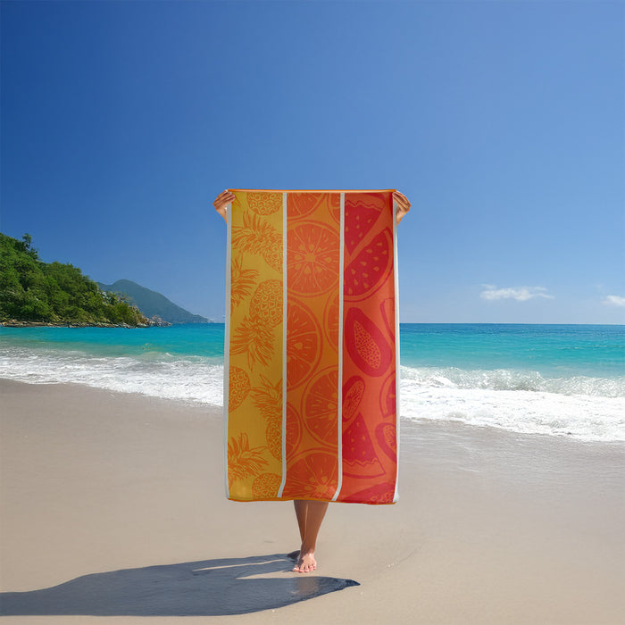 Le Comptoir De La Plage Serviette De Plage éponge Velours Jacquard Orange 90x170 400g/m² - Frutti