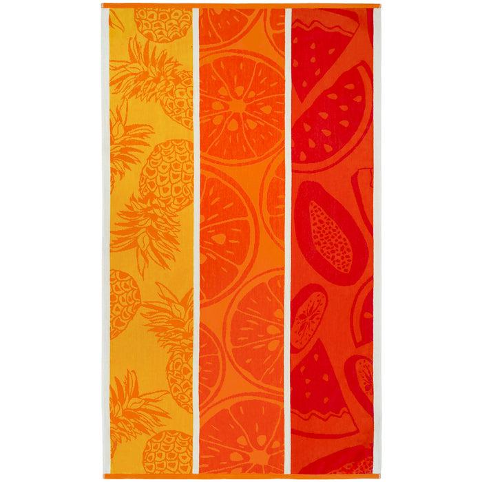 le comptoir de la plage Serviette de plage éponge velours Jacquard Orange 90x170 400g/m² - Frutti