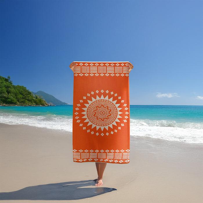 Le Comptoir De La Plage Serviette De Plage éponge Velours Jacquard Orange 90x170 400g/m² - Oranza
