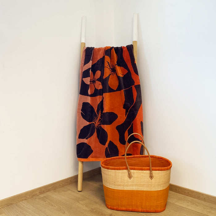 Le Comptoir De La Plage Serviette De Plage éponge Velours Jacquard Orange 90x170cm - Moody