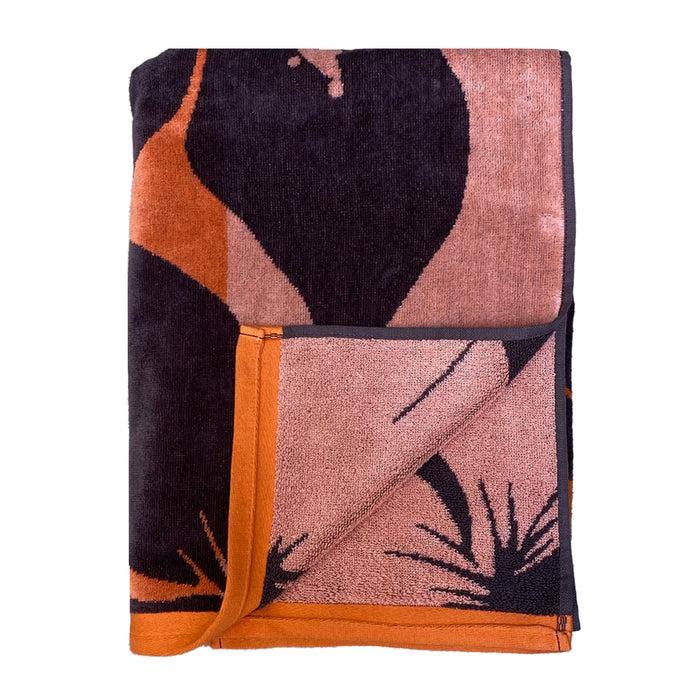 Le Comptoir De La Plage Serviette De Plage éponge Velours Jacquard Orange 90x170cm - Moody