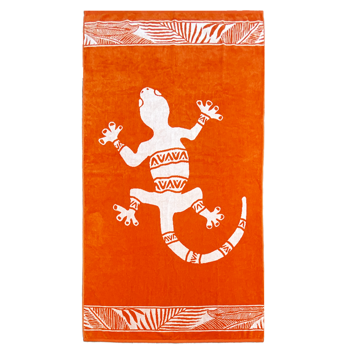le comptoir de la plage Serviette de plage éponge velours Jacquard orange 90x170cm - Nossa