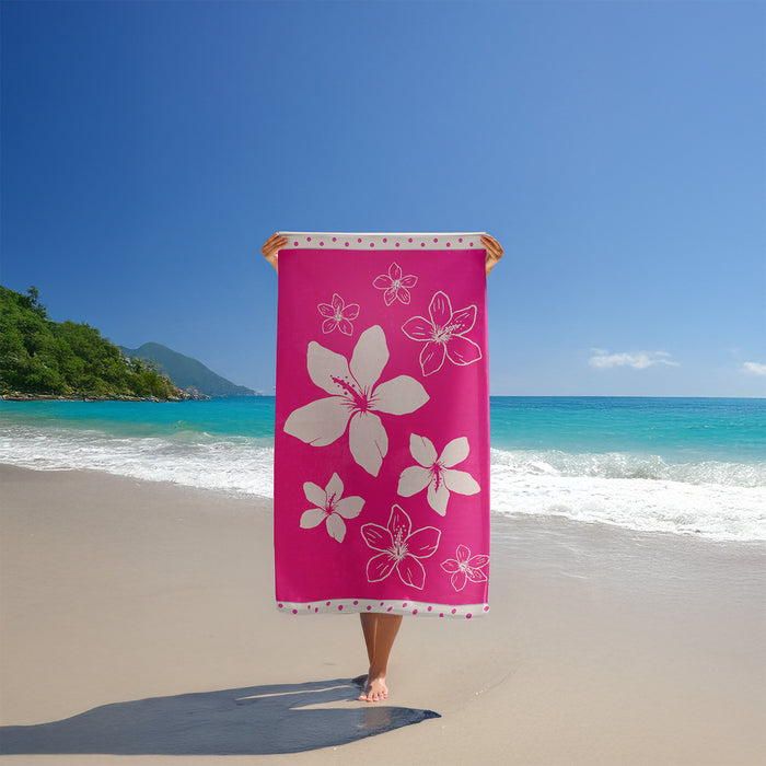 Le Comptoir De La Plage Serviette De Plage éponge Velours Jacquard Rose 100x175 470g/m² - Wasaga